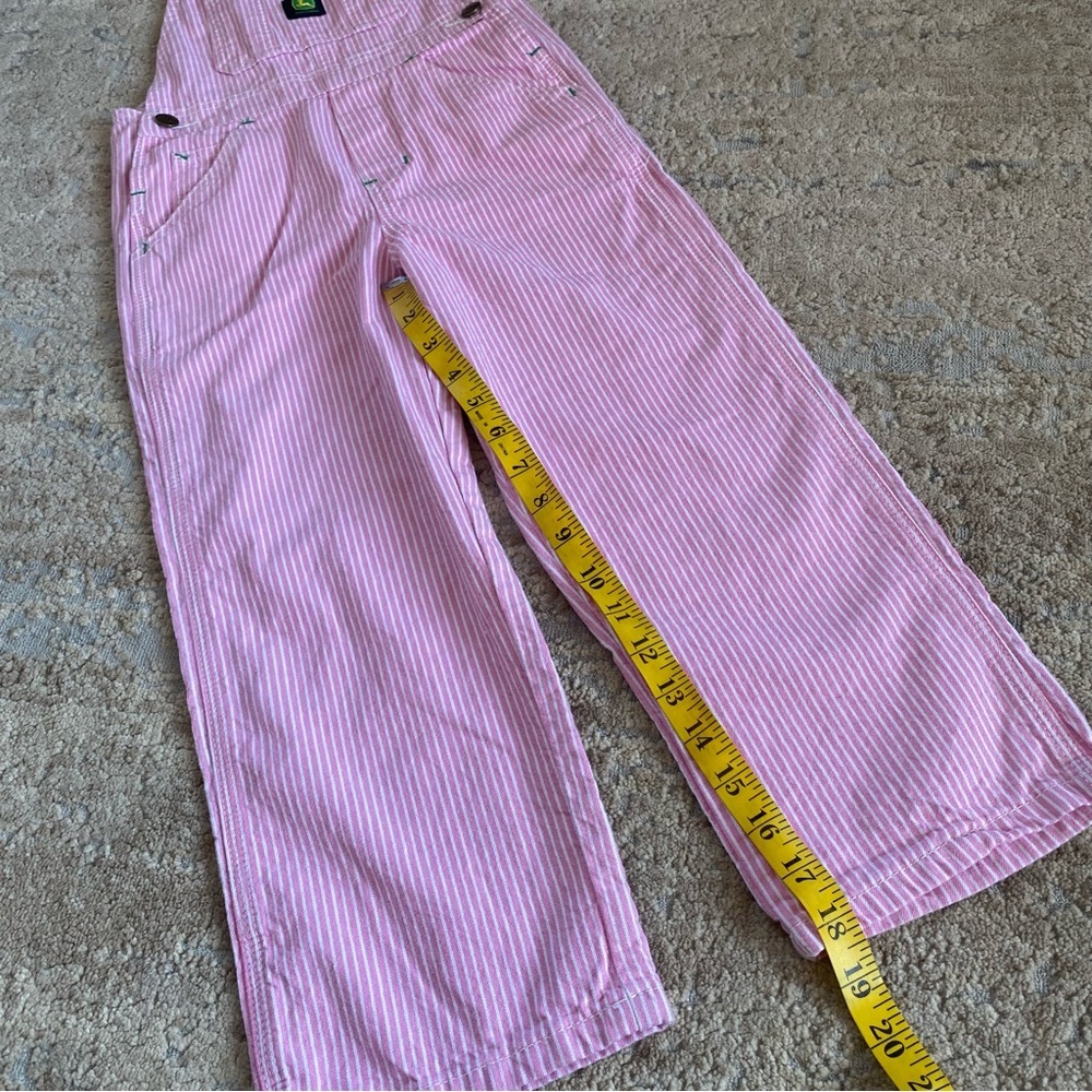 John Deere Classic Pink Railroad Striped Overalls Pinstriped 100% Cotton: 6X - Picture 3 of 8